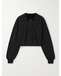 Skims - Cropped Cotton-Blend Jersey Half-Zip Sweater - Lyst