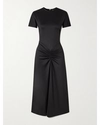 Victoria Beckham - Gathered Satin-Jersey Midi Dress - Lyst