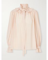 Chloé - Ruffled Silk-Crepe De Chine Blouse - Lyst