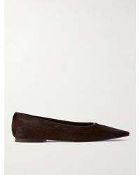 Brunello Cucinelli - Leather-Trimmed Calf Hair Point-Toe Flats - Lyst