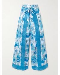 Loretta Caponi - Alexis Mehrlagige Hose Mit Weitem Bein Aus Baumwoll-Voile Mit Blumenprint Und Spitzenbesätzen - Lyst