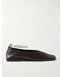 Jil Sander - Ring Whipstitch-Trimmed Leather Ballet Flats - Lyst