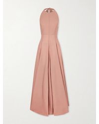 Brunello Cucinelli - Pleated Cotton-Blend Halterneck Maxi Dress - Lyst