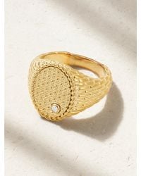 Yvonne Léon - Chevaliere Ovale Cannage 9-Karat Diamond Signet Ring - Lyst