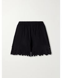 Sea - Eleannora Embroidered Cotton And Linen-Blend Shorts - Lyst