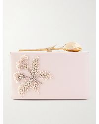 Erdem - Bloom Crystal-Embellished Satin Clutch - Lyst