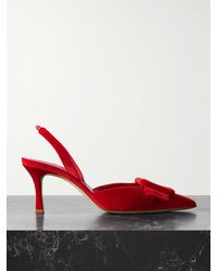 Manolo Blahnik - Maysli 70 Buckled Velvet Slingback Pumps - Lyst