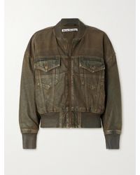 Acne Studios - Oversized Distressed Denim-Trimmed Faux Leather Jacket - Lyst