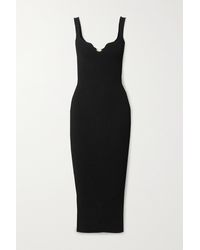 Khaite Nina Ribbed-knit Midi Dress - Black