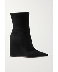 AMINA MUADDI - Pernille Suede Wedge Ankle Boots - Lyst