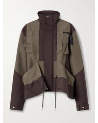 Sacai - Draped Paneled Scuba And Cotton-Blend Grosgrain Jacket - Lyst