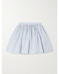 Rabanne - Embellished Pleated Striped Cotton-Poplin Mini Skirt - Lyst