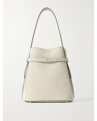 TOTEME - Belted Leather-Trimmed Suede Tote - Lyst