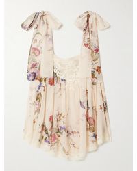 Zimmermann - Patience Lace-Trimmed Floral-Print Cotton And Silk-Blend Top - Lyst