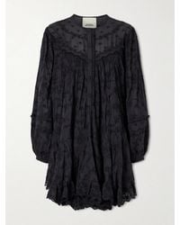 Isabel Marant - Zame Ruffled Embroidered Cotton And Silk-Blend Mini Dress - Lyst