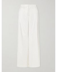 Abadia - Striped Stretch-Silk Satin Wide-Leg Pants - Lyst