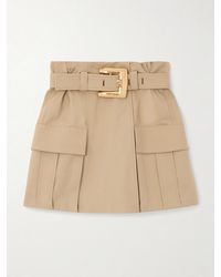 Balmain - Belted Cotton-Gabardine Mini Skirt - Lyst