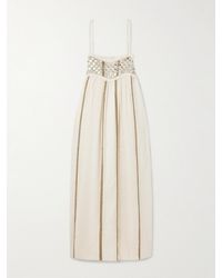 Alix Of Bohemia - Eden Frayed Embellished Striped Cotton-Blend Gauze Midi Dress - Lyst