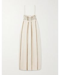 Alix Of Bohemia - Eden Frayed Embellished Striped Cotton-Blend Gauze Midi Dress - Lyst