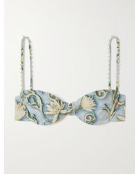 Agua Bendita - Magdalena Soledad Faux Pearl-Embellished Floral-Print Recycled Underwired Bikini Top - Lyst