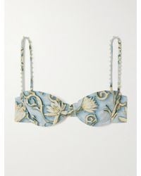 Agua Bendita - Haut De Bikini À Armatures En Tissu Recyclé À Imprimé Fleuri Et À Perles Synthétiques Magdalena Soledad - Lyst