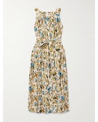 Ulla Johnson - Annabeth Belted Pleated Floral-Print Silk Crepe De Chine Midi Dress - Lyst