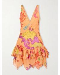 Donde Esteban - Guava Flores Ruffled Printed Cotton-Voile Mini Dress - Lyst