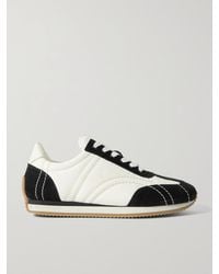 TOTEME - The Sport Leather-Trimmed Suede And Shell Sneakers - Lyst