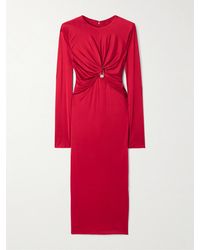 Versace - Midikleid Aus Jersey Mit Twist-Detail Und Verzierung - Lyst