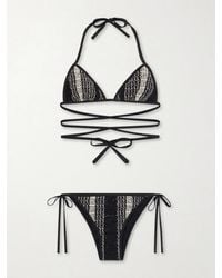 Missoni - Mare Sequin-Embellished Striped Metallic Crochet-Knit Triangle Bikini - Lyst