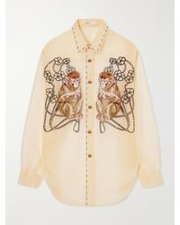 KHAITE - Goya Embroidered Silk-Organza Shirt - Lyst