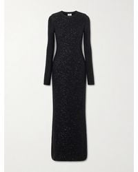 Saint Laurent - Sequined Metallic Knitted Maxi Dress - Lyst