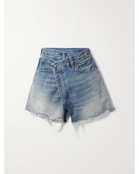 R13 - Crossover Asymmetric Distressed Denim Shorts - Lyst