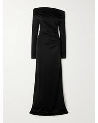 Victoria Beckham - Off-The-Shoulder Draped Satin Gown - Lyst