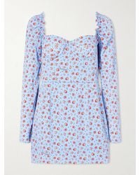 Dolce & Gabbana - Floral-Print Stretch-Silk Mini Dress - Lyst