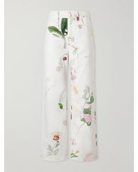 Oscar de la Renta - Floral-Print High-Rise Straight-Leg Jeans - Lyst