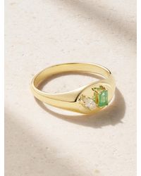 STONE AND STRAND - 10-Karat, Emerald And Diamond Signet Ring - Lyst