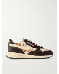 Autry - Reelwind Low Leather-Trimmed Printed Calf Hair Sneakers - Lyst