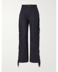 Alix Of Bohemia - Bunny Onyx Fringed Cotton-Gabardine Straight-Leg Pants - Lyst