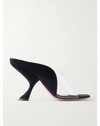 AMINA MUADDI - Mackenzie Pvc-Trimmed Suede Sandals - Lyst