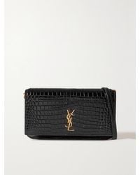 Saint Laurent - Monogramme Beutel Aus Leder Mit Krokodileffekt - Lyst