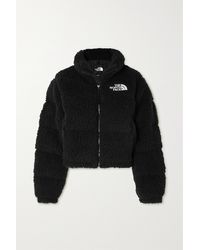 The North Face Nuptse Cropped Recycled-fleece Down Jacket - Black