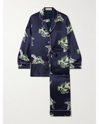 Olivia Von Halle - Lila Printed Silk-Satin Pajama Set - Lyst
