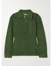 Bode - Willows Crocheted Cotton Polo Shirt - Lyst