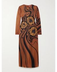 La DoubleJ - Robe Midi En Satin À Imprimé Fleuri Icon Clingy Swing - Lyst