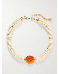 Lizzie Fortunato - Marisol-Plated Bone, Glass And Chrysoprase Beaded Necklace - Lyst