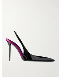 Saint Laurent - Amalia Patent-Leather Slingback Pumps - Lyst