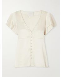 Citizens of Humanity - Lola Flutter Lace-Trimmed Satin Blouse - Lyst