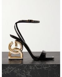 Dolce & Gabbana - Patent Leather Sandals With Dg Pop Heel - Lyst