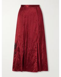 Erdem - Crystal-Embellished Crinkled-Satin Midi Skirt - Lyst